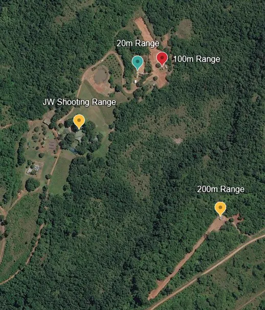 Aerial orientation map showing reception and the 20 metre, 100 metre and 200 metre ranges