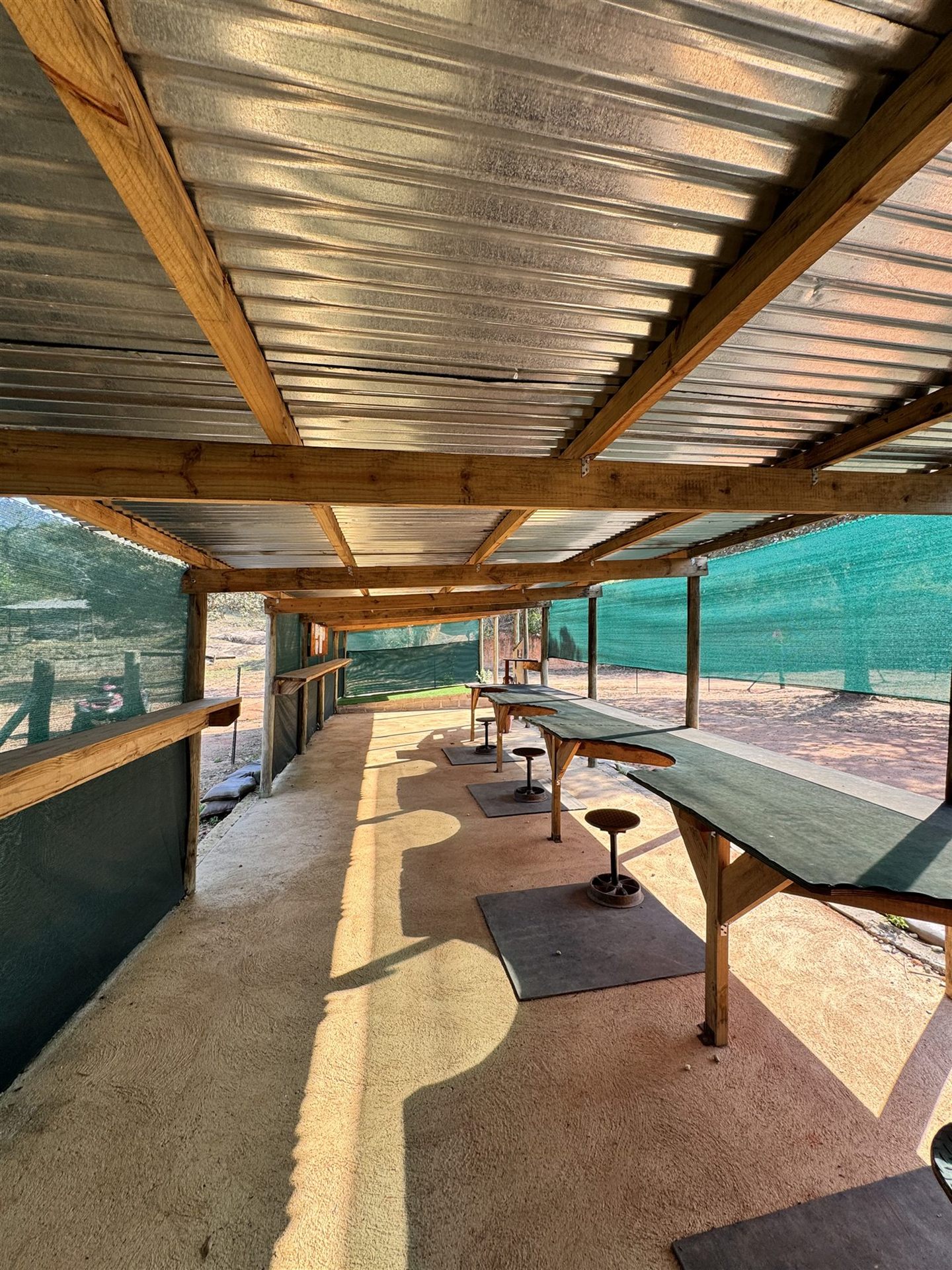 Covered shooting bays on the 100 metre range